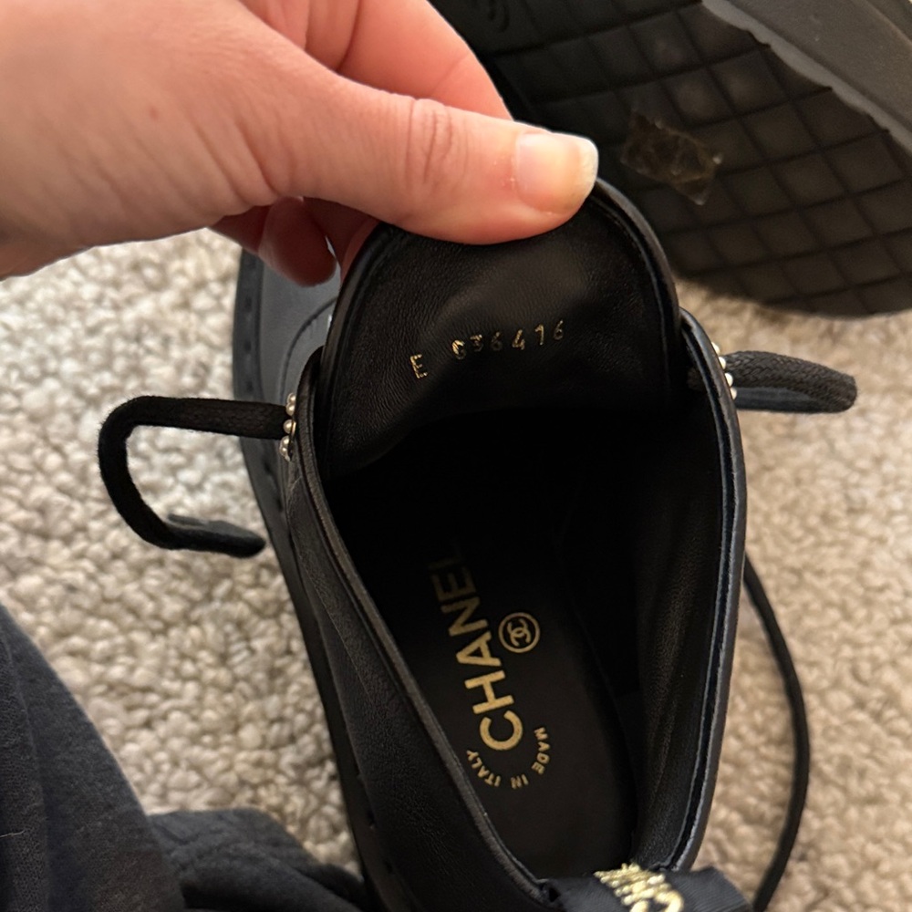 CHANEL Black Leather Lace-Up Platform Boots with Logo Cap - Picture 14 of 14